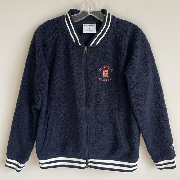 Syracuse University Womens Sherpa Full Zip Varsity Jacket Size M Champion - Picture 1 of 10